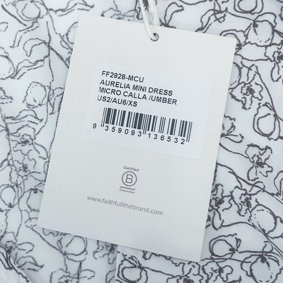 Faithfull the Brand Aurelia Mini Dress Micro Calla Umber XS US 2 NWT - Picture 8 of 15